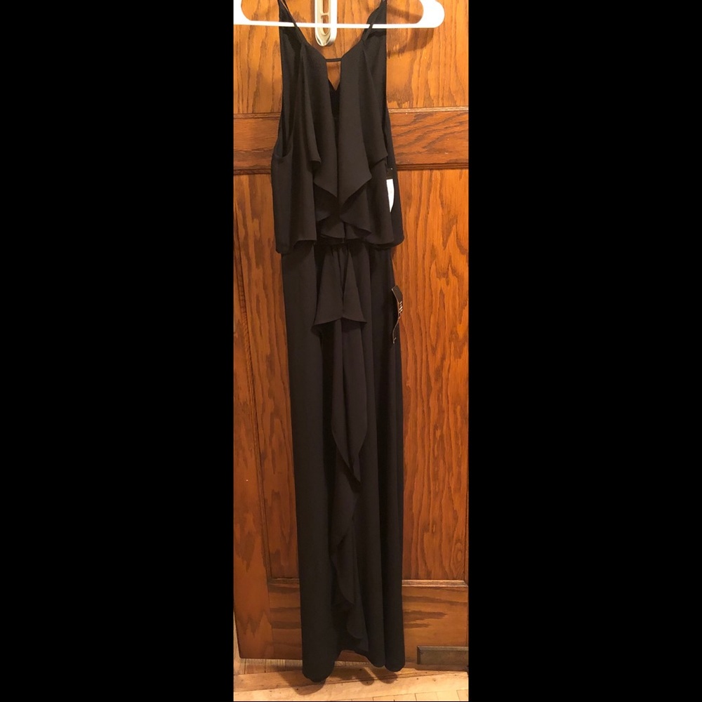 BCBGMaxAzria Black Full Length Ruffle Dress SM NWT
